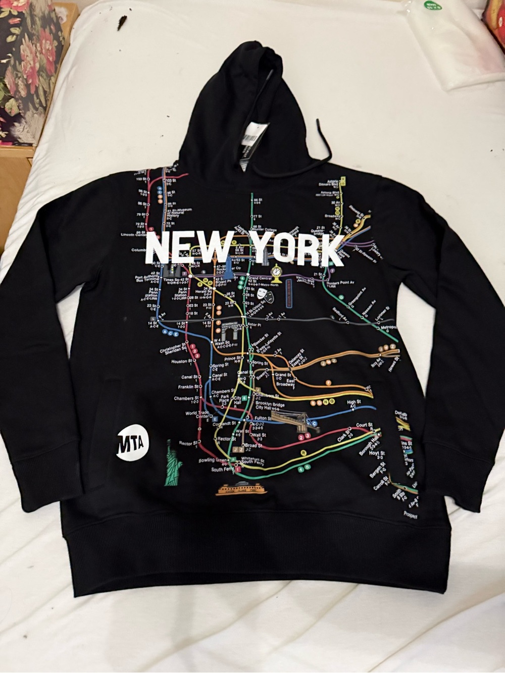 MTA Officially licensed New York Subway Map Hoodie - Black- small